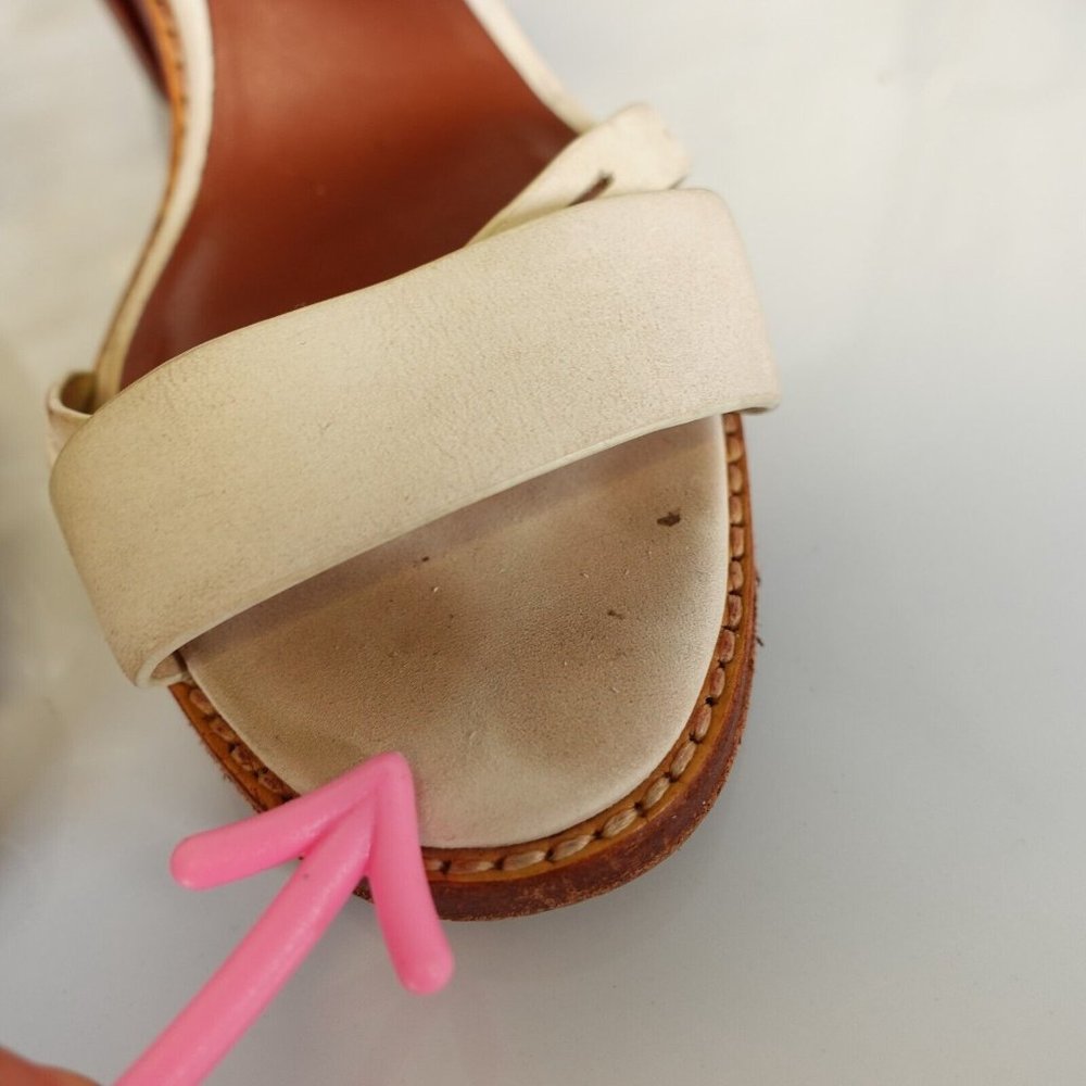 Elegant Leather Tan and Cream Women's Heels - Picture 13 of 15